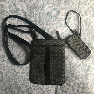 Vintage Coach cross-body black & gray purse